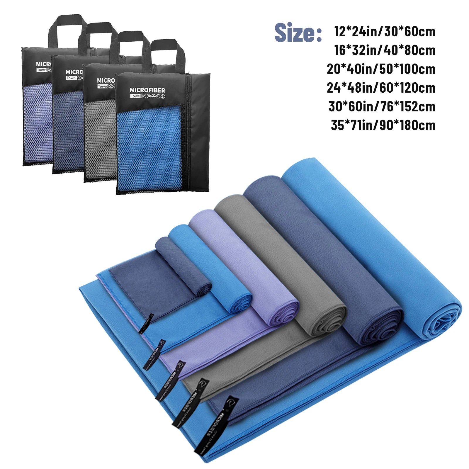 Mutao Microfiber Towel With Mesh Bag, Quick Drying Absorbent Towels For Camping, Gym Yoga, Backpacking, Hiking