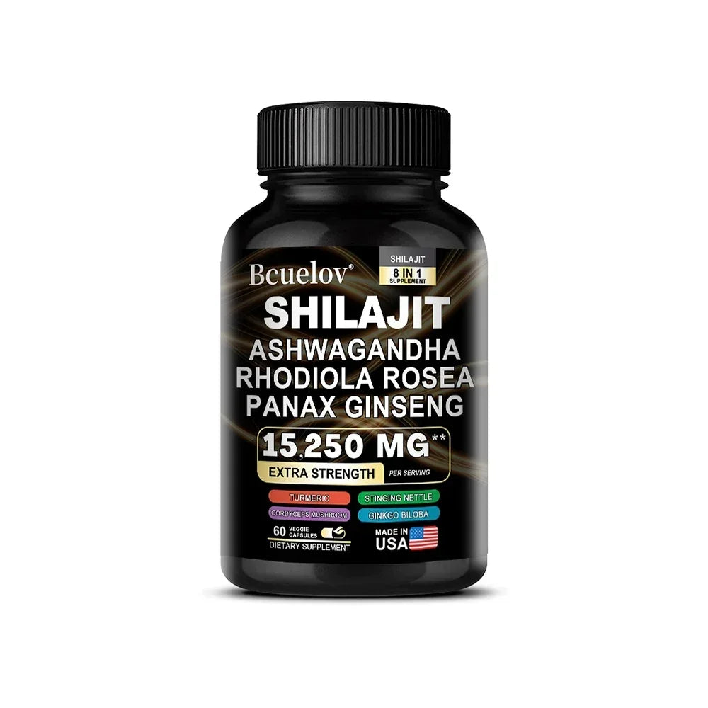 Shilajit Supplements - 8 in 1 Rhodiola Rosea 1000MG, Ashwagandha, for Brain Health, Memory, Concentration and Immunity