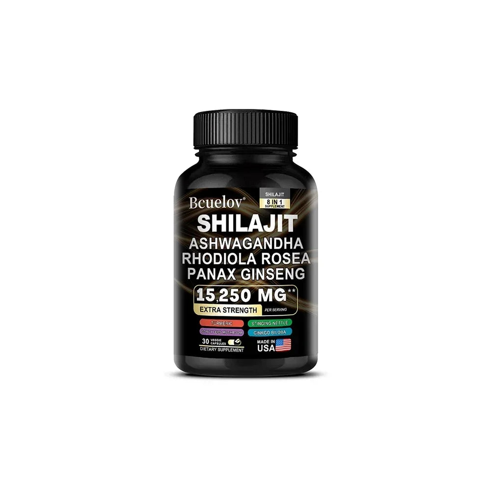 Shilajit Supplements - 8 in 1 Rhodiola Rosea 1000MG, Ashwagandha, for Brain Health, Memory, Concentration and Immunity