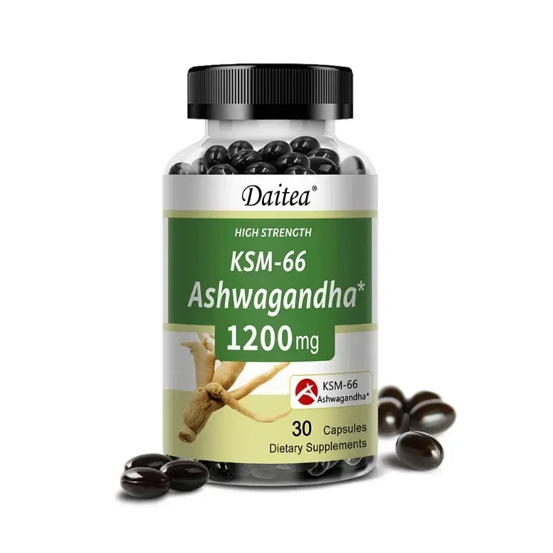 Ashwagandha Capsules 1200 Mg - Stress Mood Formula, Energy and Focus Booster, 120 Vegetarian Capsules