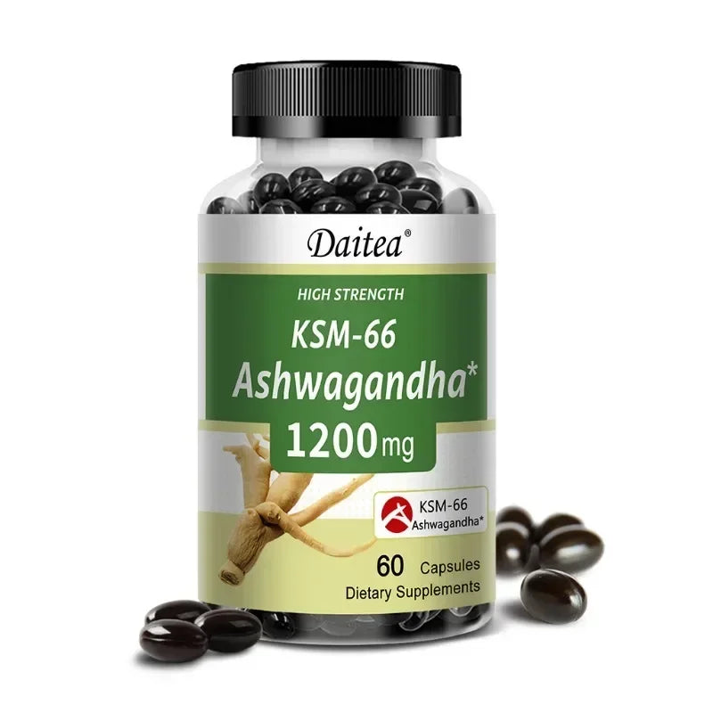Ashwagandha Capsules 1200 Mg - Stress Mood Formula, Energy and Focus Booster, 120 Vegetarian Capsules
